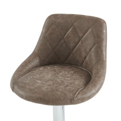 Lot de 2 tabourets MATT en PU marron avec pieds argenté