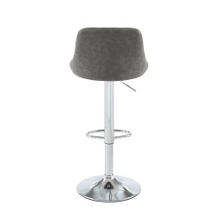 Lot de 2 tabourets MATT en PU gris avec pieds argenté