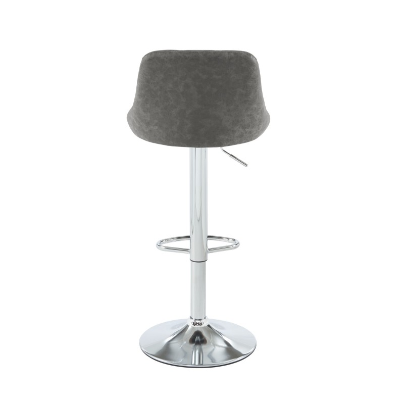 Lot de 2 tabourets MATT en PU gris avec pieds argenté