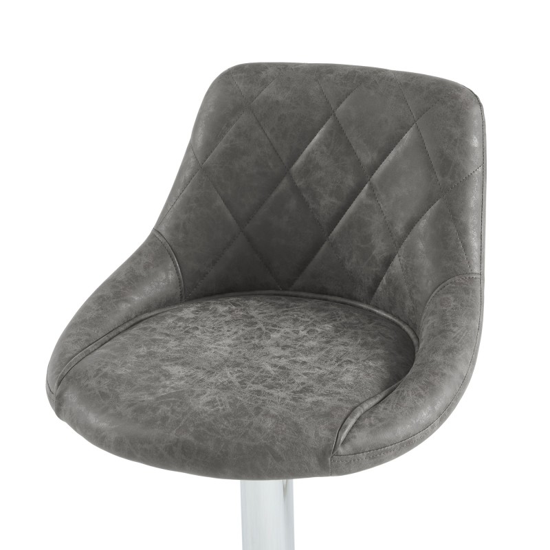 Lot de 2 tabourets MATT en PU gris avec pieds argenté