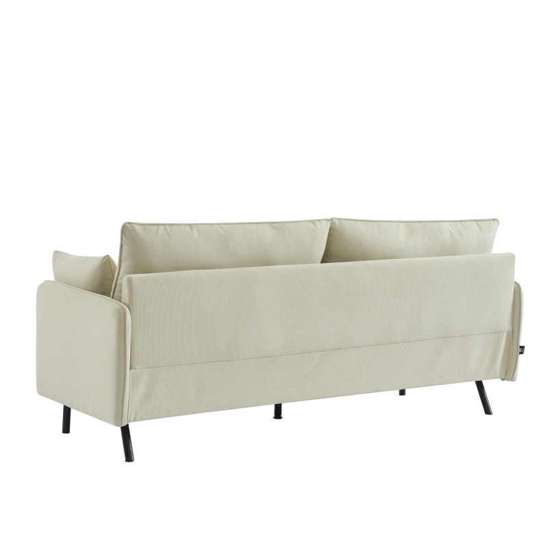 Canapé droit GABIN fixe tissu beige 3 places