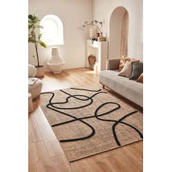 Tapis PIA noir motif linéaire 160x230 cm