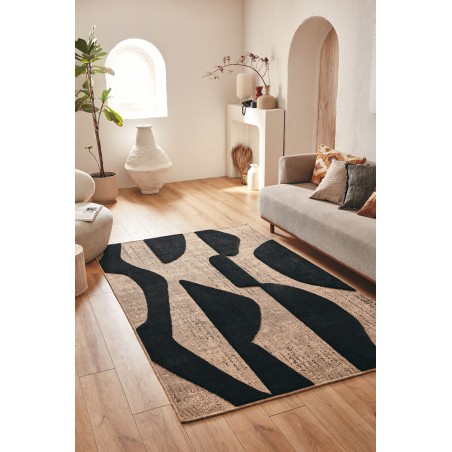 Tapis PIA noir motif abstrait 160x230 cm