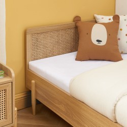 Lit enfant PABLO cannage rotin et effet bois90x190 sommier inclus