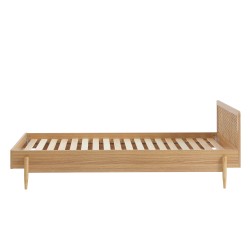 Lit enfant PABLO cannage rotin et effet bois90x190 sommier inclus