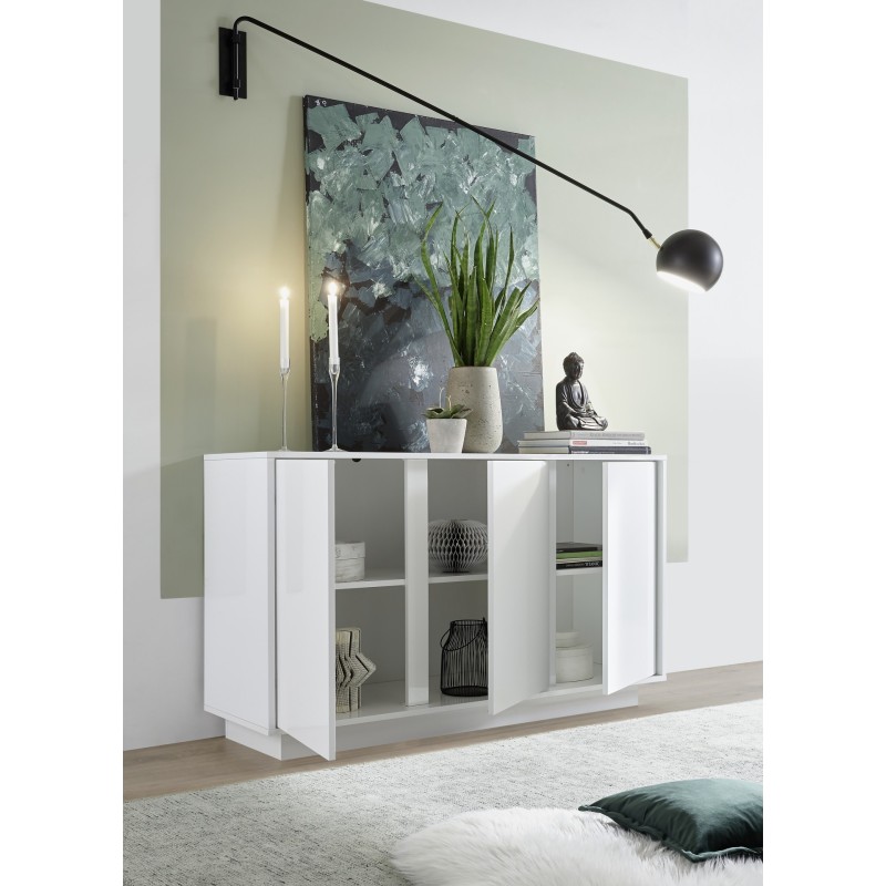 Buffet MILANO laqué blanc brillant 138cm