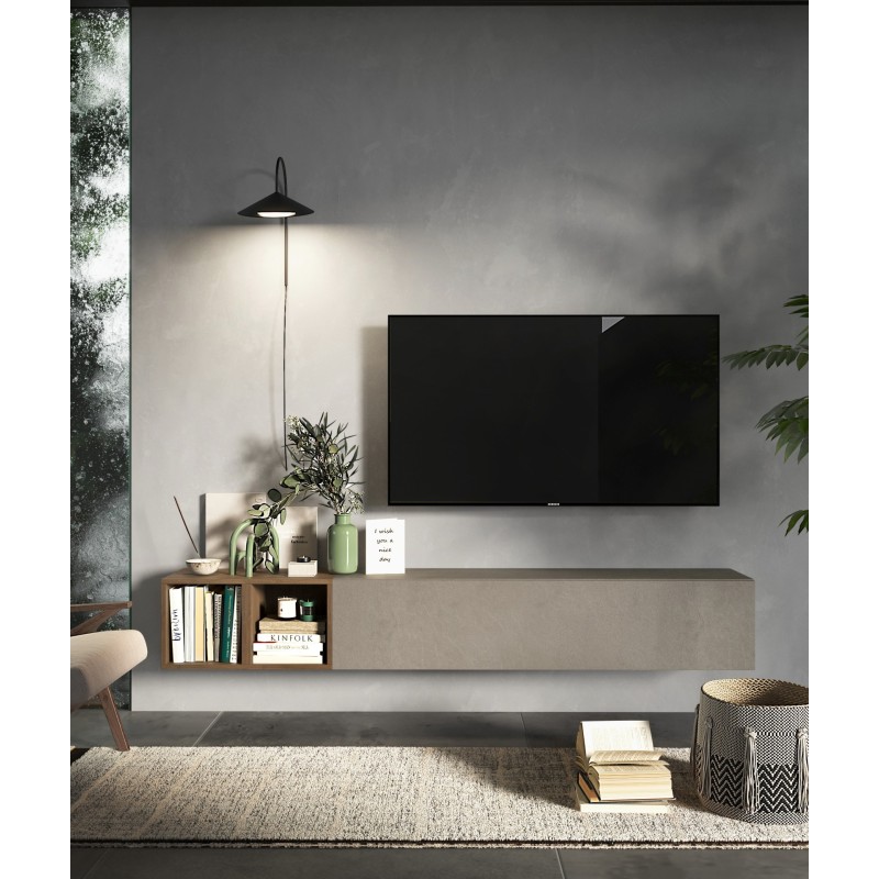 Lot 2 étagères murales MARINA effet bois foncé 28cm