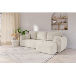 Canapé d'angle REFA convertible velours côtelé beige 4 places