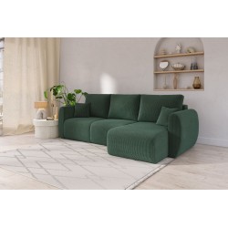 Canapé d'angle REFA convertible velours côtelé vert 4 places