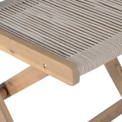 Ensemble repas AMILA 2 places en bois d'acacia blanchi 100% FSC et corde beige