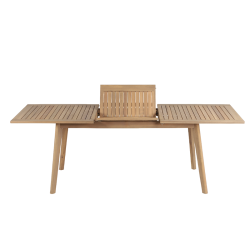 Ensemble table et chaises MOLA 8 places extensible 160/220 cm en bois d'acacia FSC blanchi et textilène