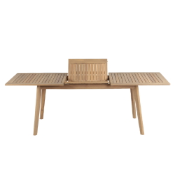 Ensemble table et chaises MOLA 6 places extensible 160/220 cm en bois d'acacia FSC blanchi