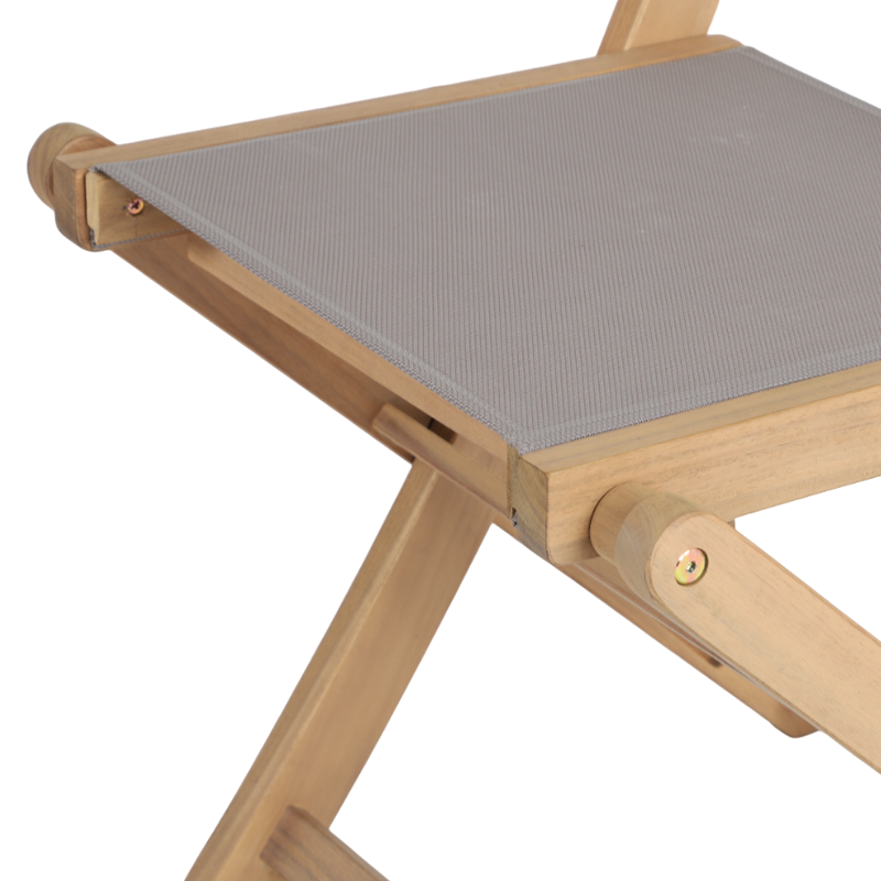 Ensemble table et chaises de jardin RIMINI 2 places en bois d'acacia et textilène taupe