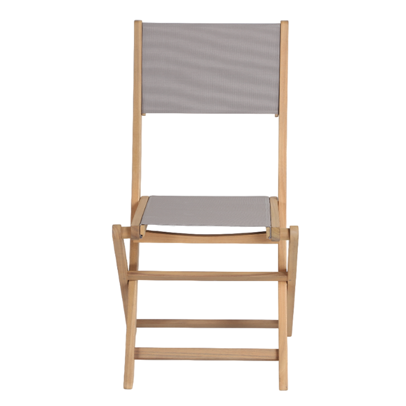 Ensemble table et chaises de jardin RIMINI 2 places en bois d'acacia et textilène taupe