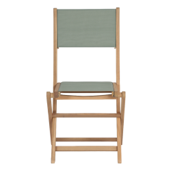 Ensemble table et chaises de jardin RIMINI en bois d'acia et textilène vert kaki