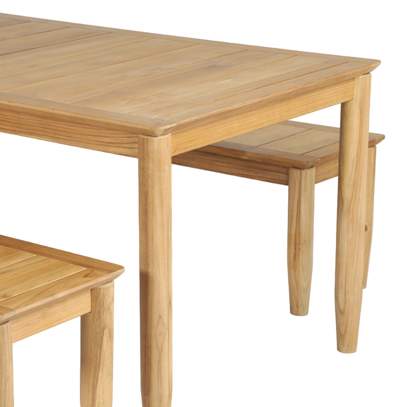 Ensemble table et bancs SAFARI 6 places 180 cm en bois teck 100% FSC