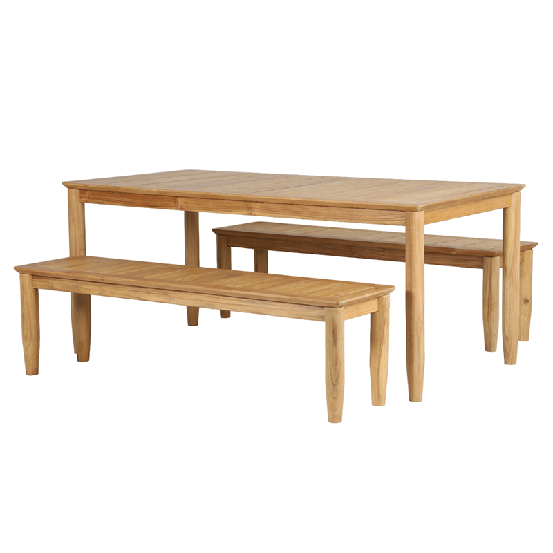Ensemble table et bancs SAFARI 6 places 180 cm en bois teck 100% FSC