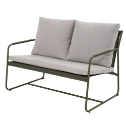 Salon de jardin PANTONE en acier kaki et coussins girs clair