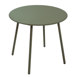 Salon de jardin PANTONE en acier kaki et coussins girs clair