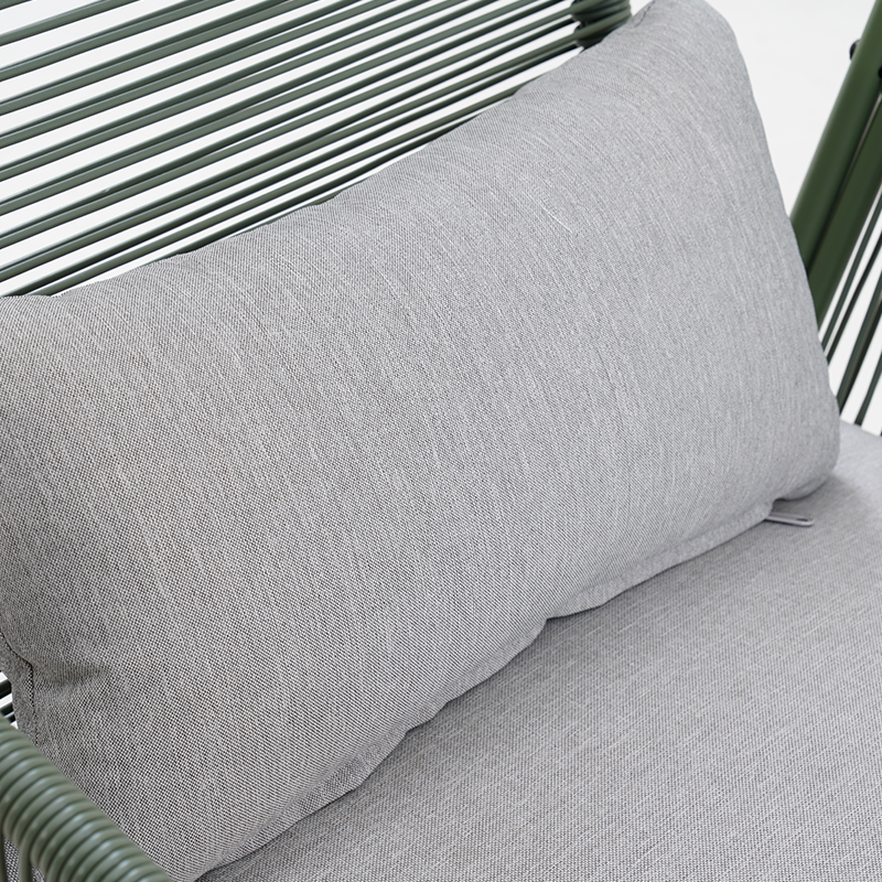 Salon de jardin ANA 4 places en acier KAKI coussins gris clair