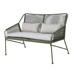 Salon de jardin ANA 4 places en acier KAKI coussins gris clair