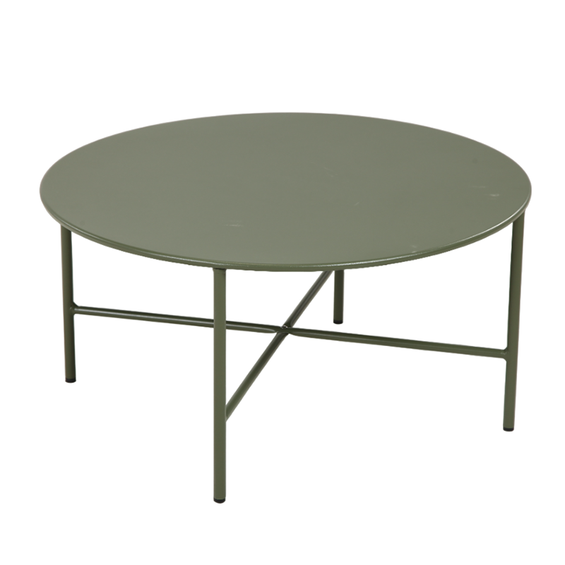 Salon de jardin ANA 4 places en acier KAKI coussins gris clair