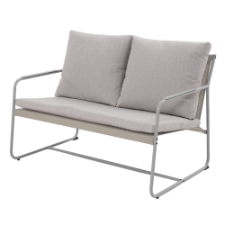 Salon de jardin PANTONE 4 places en acier gris et coussins girs clair