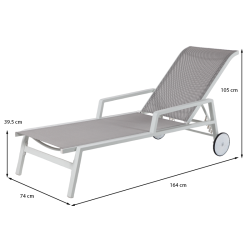 Bain de soleil DINA en aluminium blanc et textilène gris