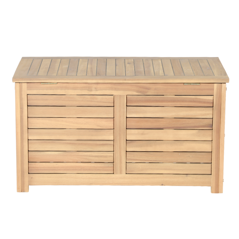 Coffre de jardin TERA en bois d'acacia blanchi 100% FSC 90x45x50 cm