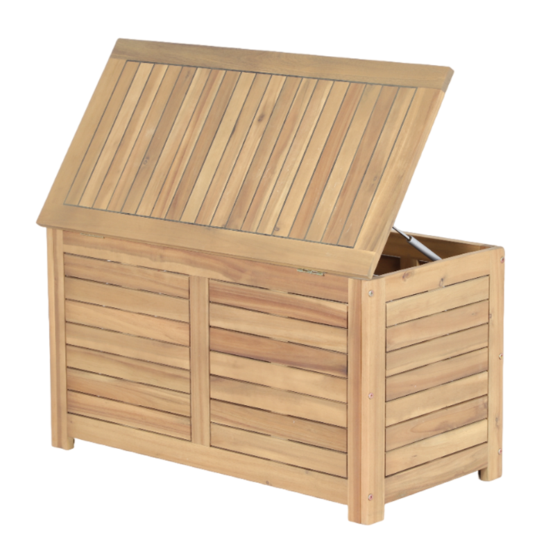 Coffre de jardin TERA en bois d'acacia blanchi 100% FSC 90x45x50 cm