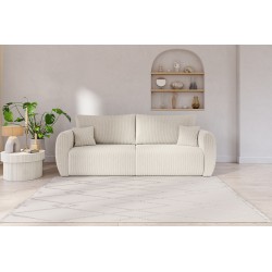 Canapé droit REFA convertible velours côtelé beige 3 places