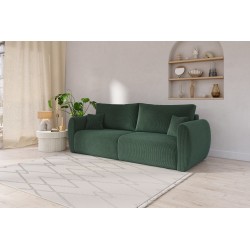 Canapé droit REFA convertible velours côtelé vert 3 places