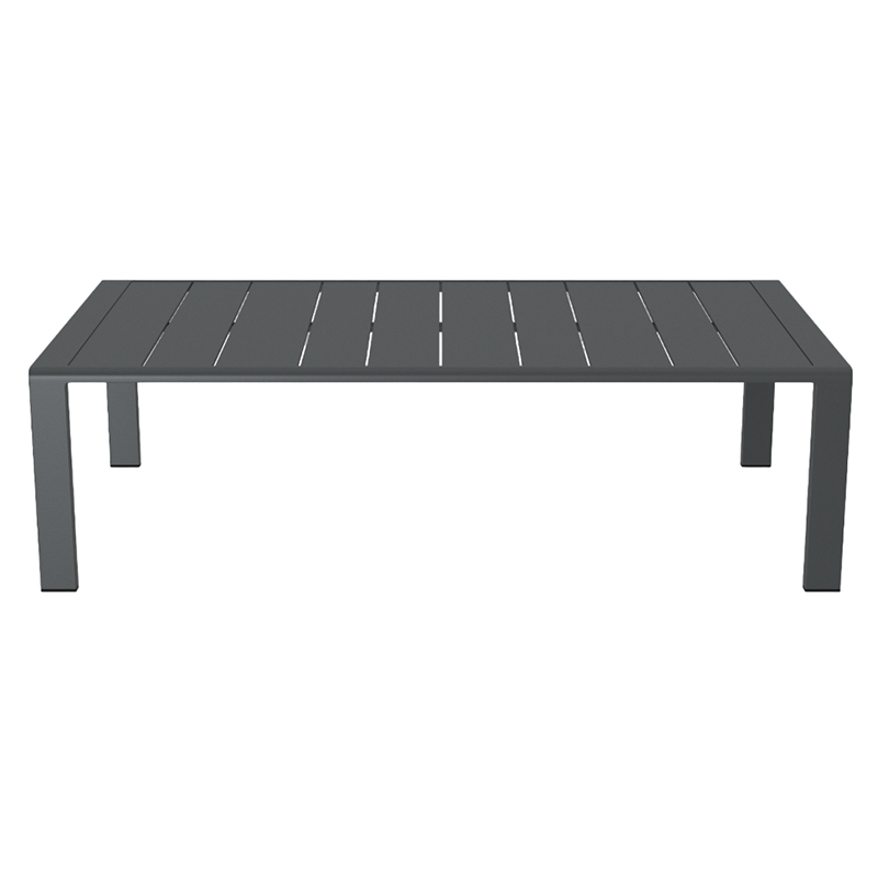 Salon de jardin DINA 5 places aluminium gris foncé et coussins gris clair