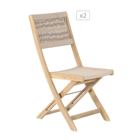 Lot de 2 chaises AMILA en corde beige