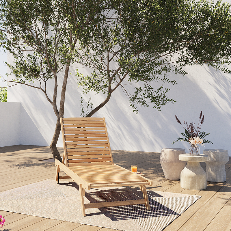 Bain de soleil MOLA en bois d'acacia blanchi FSC