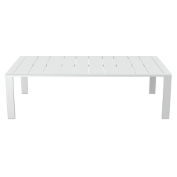 Salon de jardin DINA 5 places aluminium blanc et coussins gris clair