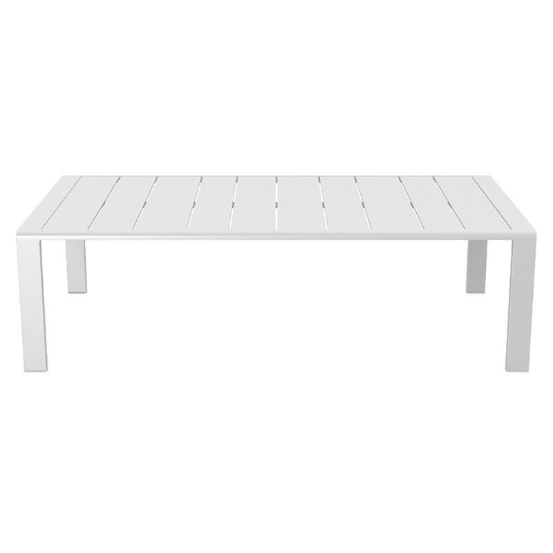 Salon de jardin DINA 5 places aluminium blanc et coussins gris clair