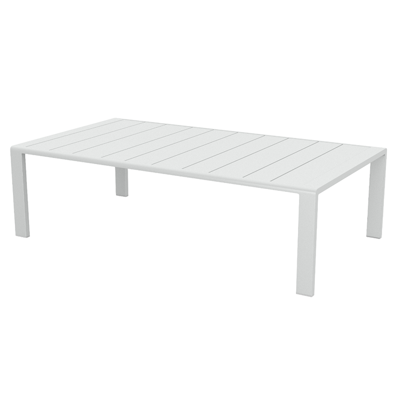 Salon de jardin DINA 5 places aluminium blanc et coussins gris clair