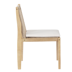 Lot de 2 chaises SAMOA en bois d'acacia et corde avec coussins