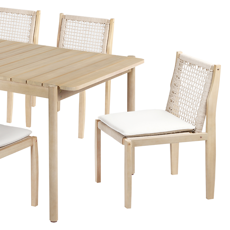 Lot de 2 chaises SAMOA en bois d'acacia et corde avec coussins