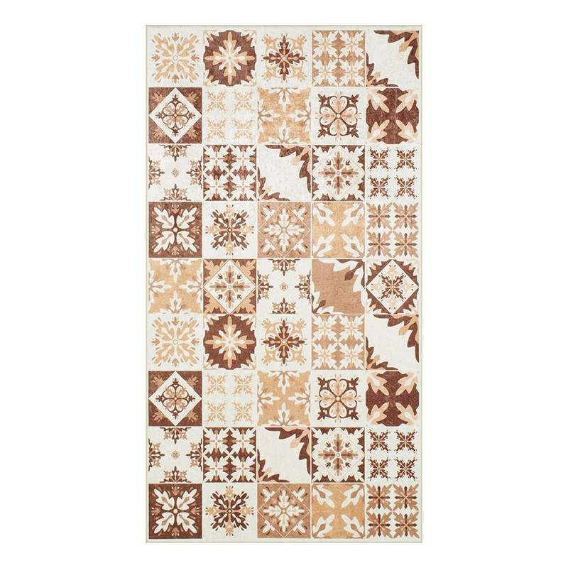 Tapis de cuisine YARA orange motif carreaux de ciment 80x150cm