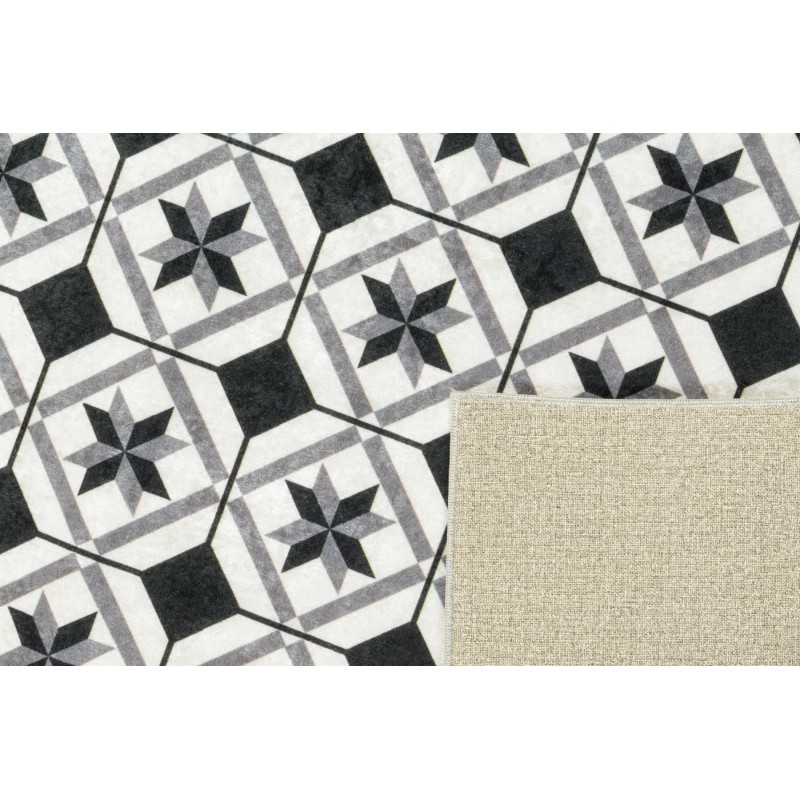 Tapis de cuisine YARA noir motif carreaux de ciment 50x100 cm