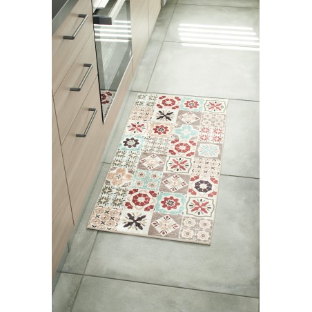 Tapis de cuisine YARA multi couleurs motif carreaux de ciment 50x100 cm