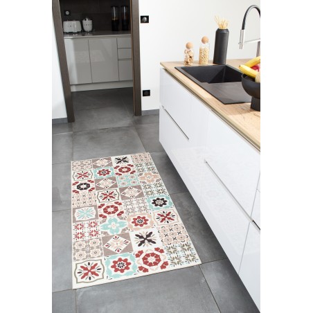 Tapis de cuisine YARA multi couleurs motif carreaux de ciment 80x150cm
