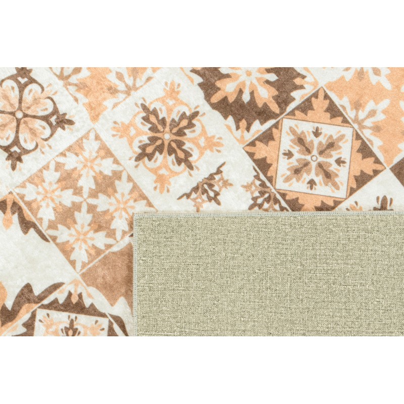 Tapis de cuisine YARA orange motif carreaux de ciment 80x300cm