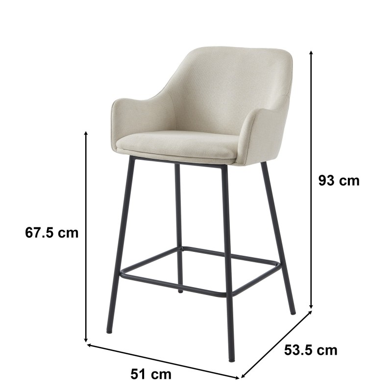 Lot de 2 tabourets de bar NILS tissu beige