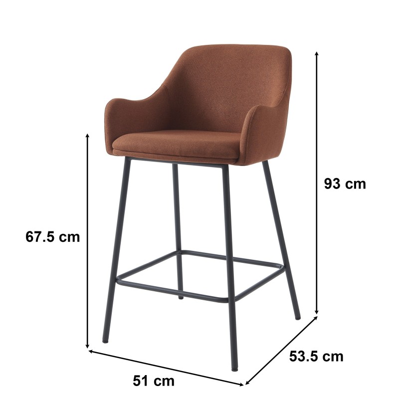 Lot de 2 tabourets de bar NILS tissu terracotta
