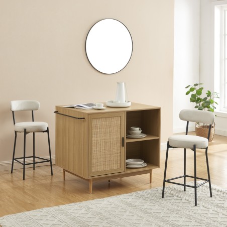 Lot de 2 tabourets de bar NOA tissu beige