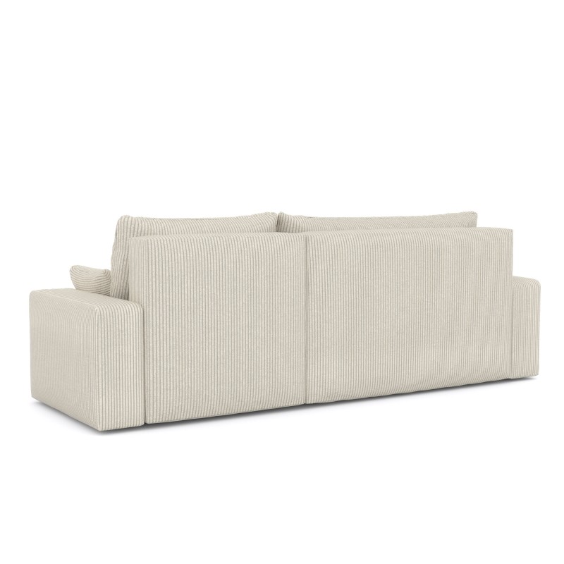 Canapé d'angle TEO convertible velours côtelé beige 4 places