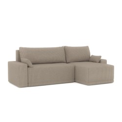 Canapé d'angle TEO convertible velours côtelé grège 4 places